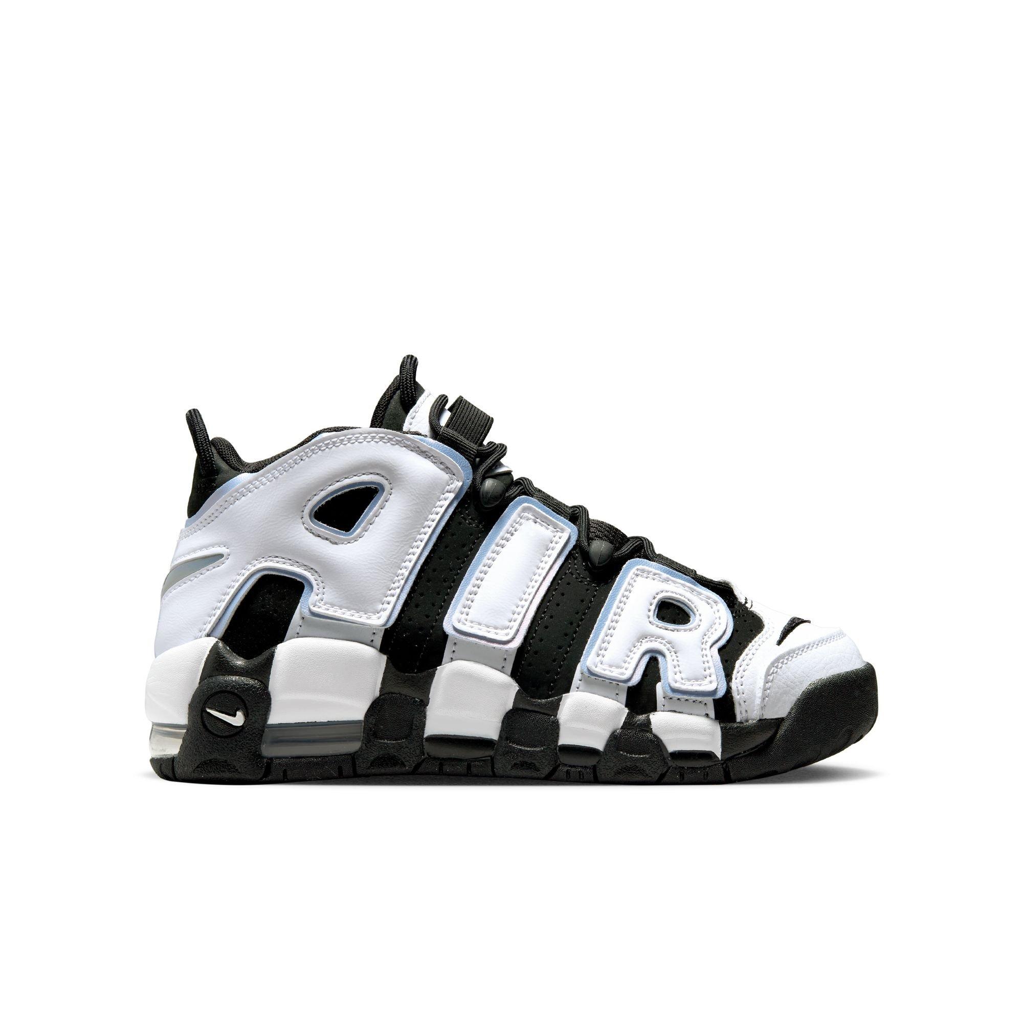 Nike Air More Uptempo Black White Cobalt Bliss Grade School Kids Shoe Hibbett